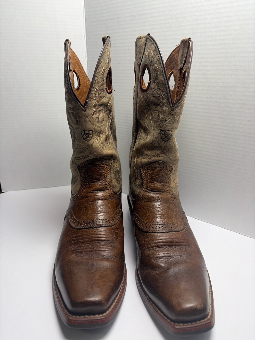Ariat 10002230 Men’s 11 D Leather Western Cowboy Boots Brown Tan Wingtip - Picture 6 of 8